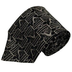 Pierangelo Masciadri NWT Black Silver Italy 100% Silk Necktie Tie